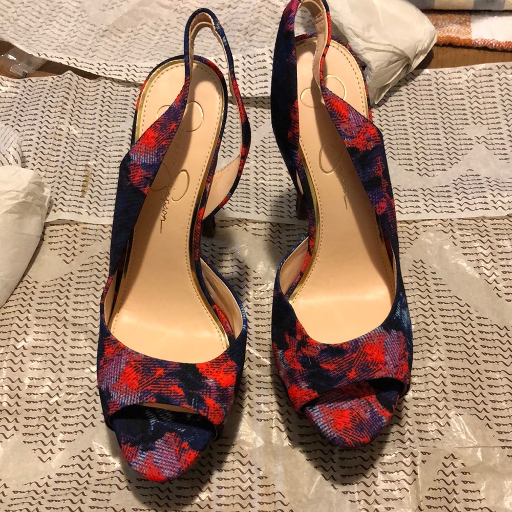 Jessica Simpson Sabella D’Orsay sling back platform Heels shoe 👠